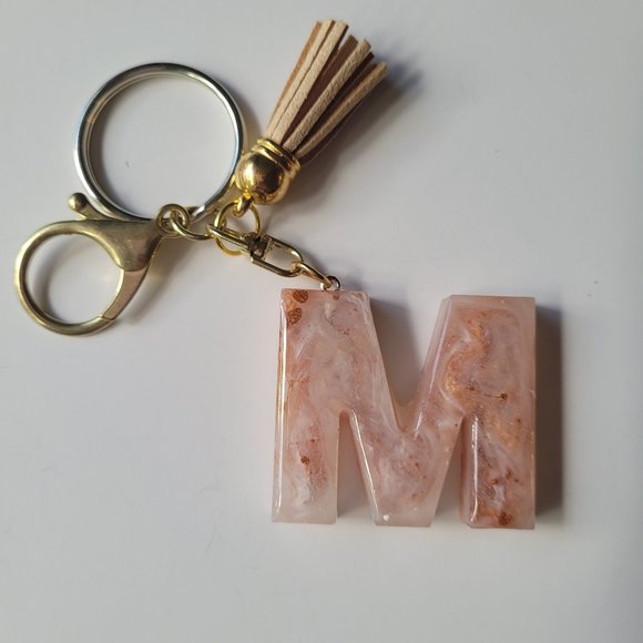 Handmade Initial Letter Resin Keychains - Picture 4 of 5